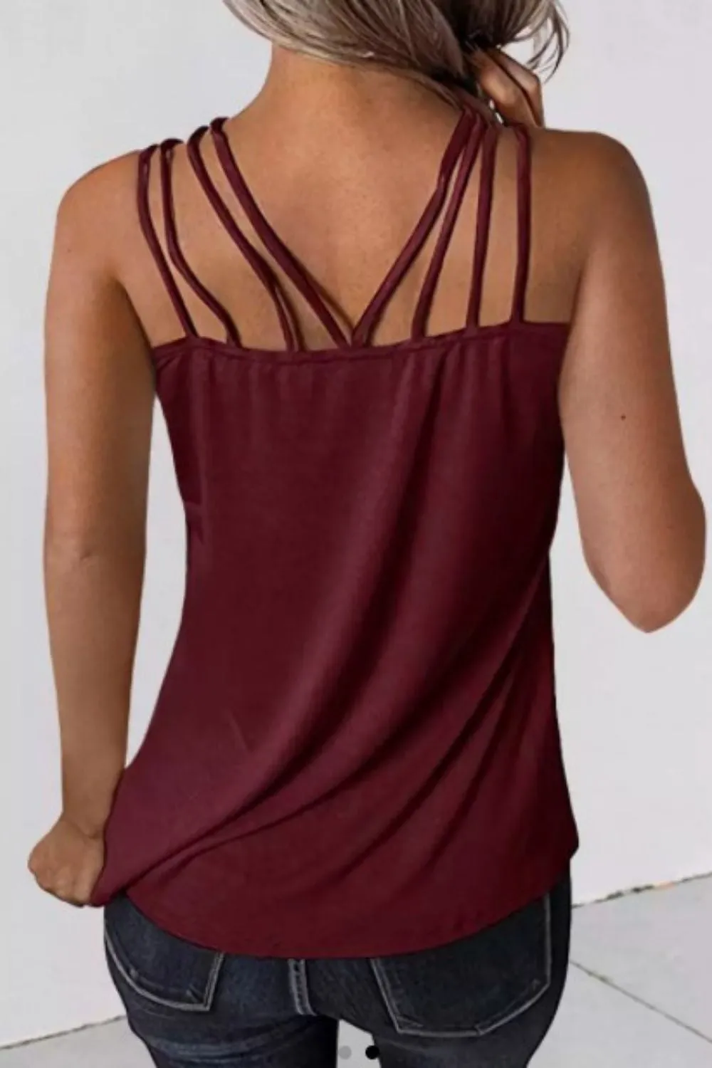 Criss Cross Sleeveless 
Camisole In Maroon