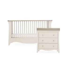 CuddleCo Clara 2 Piece Set 3-Drawer Dresser   Cot Bed  - Cashmere