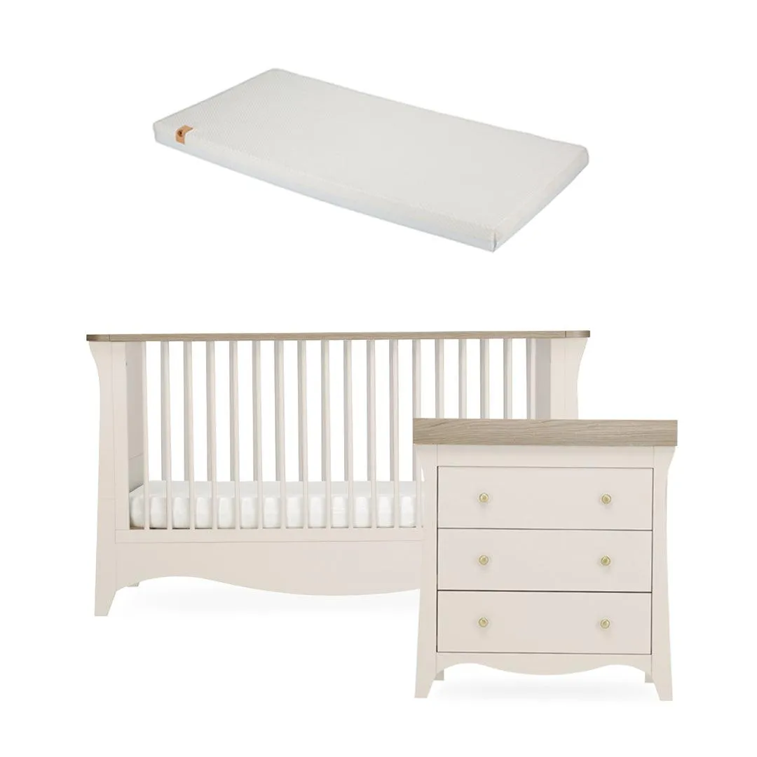 CuddleCo Clara 2 Piece Set 3-Drawer Dresser   Cot Bed  - Cashmere