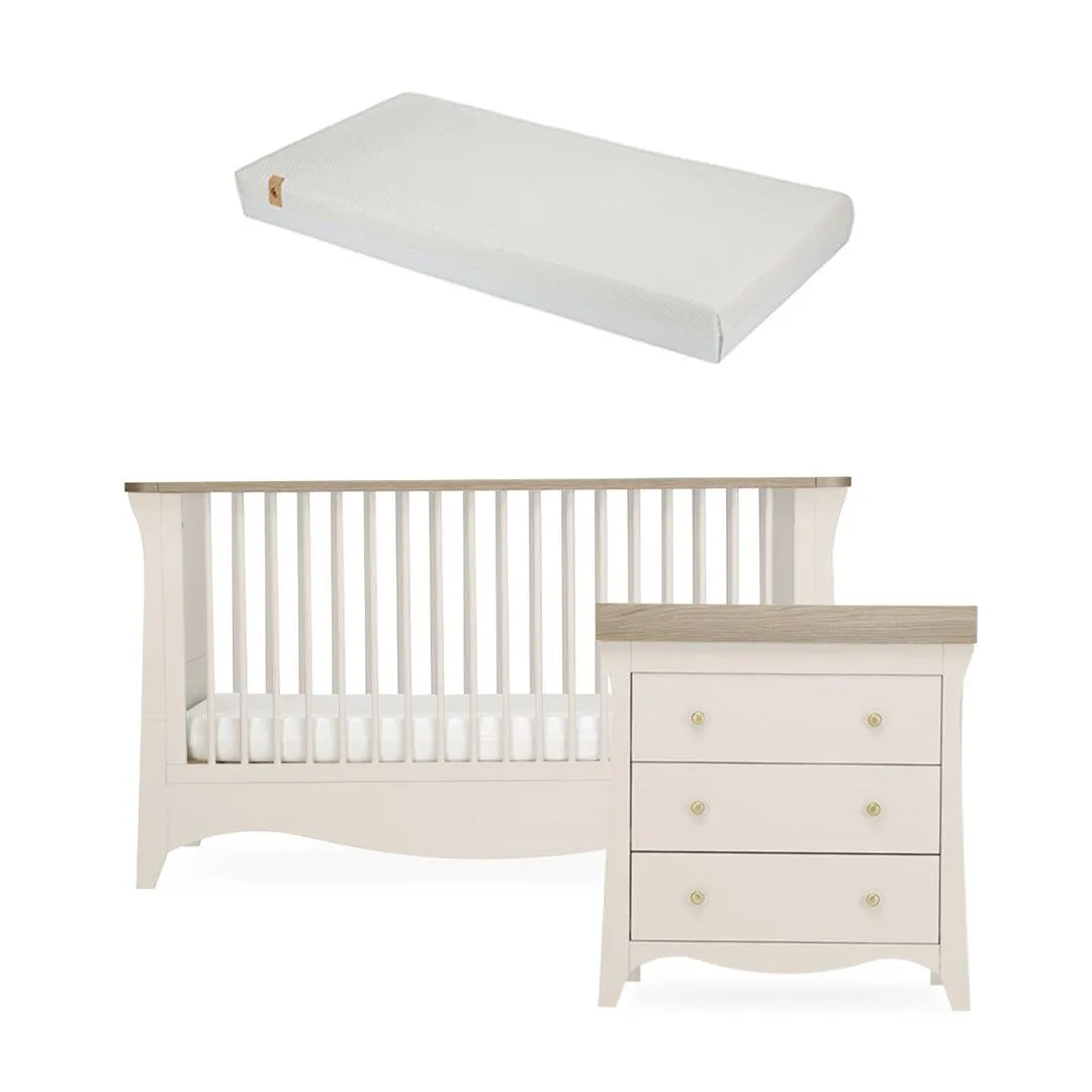 CuddleCo Clara 2 Piece Set 3-Drawer Dresser   Cot Bed  - Cashmere