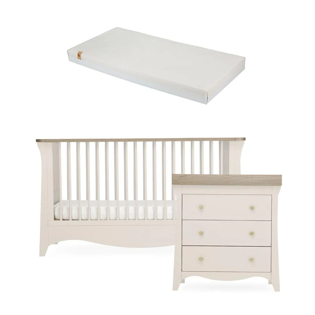 CuddleCo Clara 2 Piece Set 3-Drawer Dresser   Cot Bed  - Cashmere