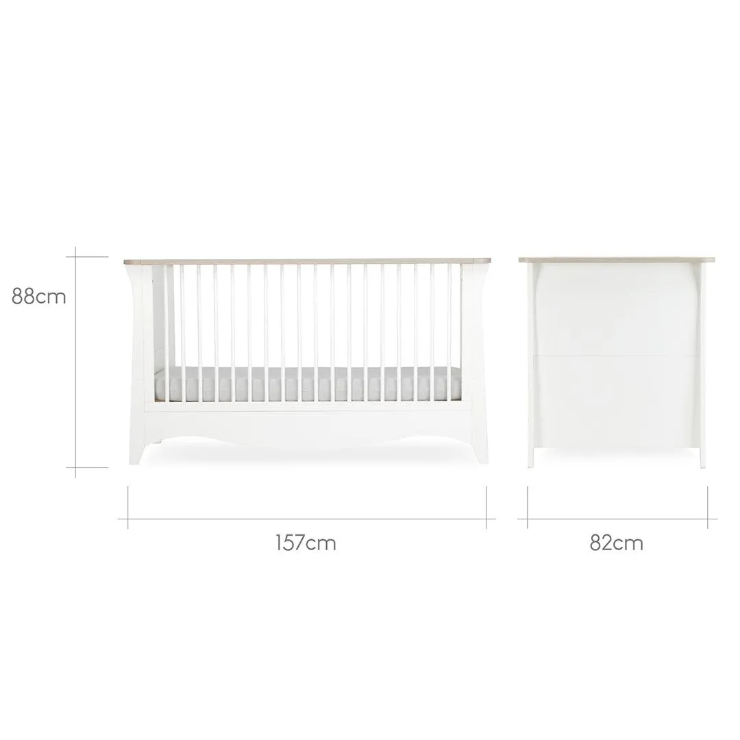 CuddleCo Clara 2 Piece Set 3-Drawer Dresser   Cot Bed  - White/Ash