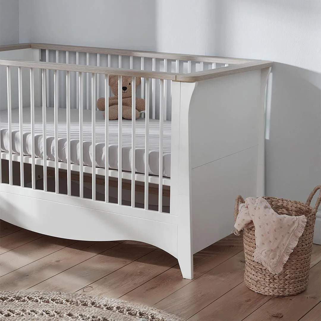 CuddleCo Clara 2 Piece Set 3-Drawer Dresser   Cot Bed  - White/Ash