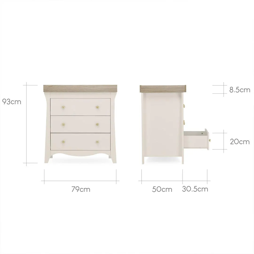 CuddleCo Clara 3 Piece Set Drawer Dresser Cot Bed   Wardrobe - Cashmere