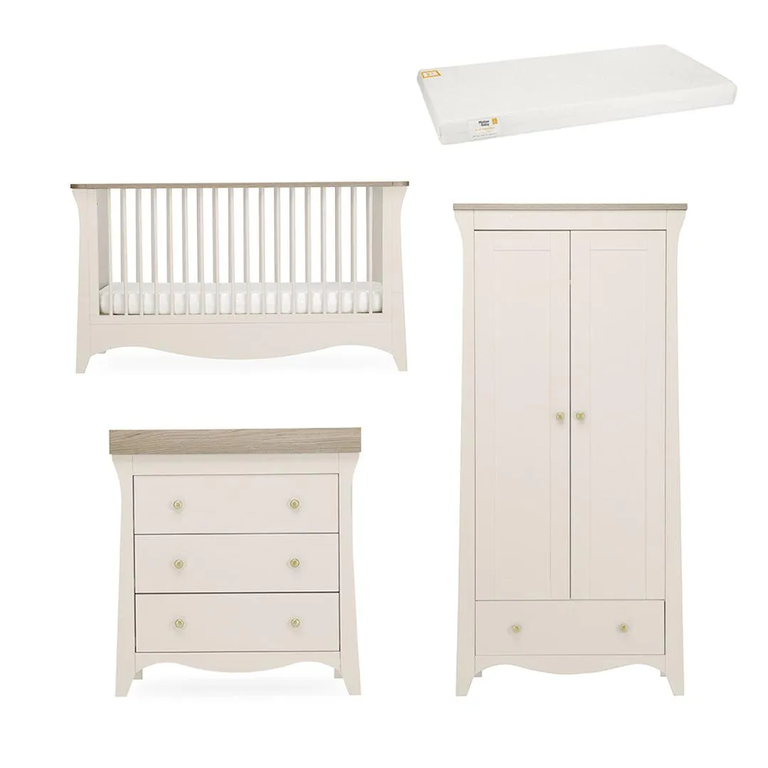 CuddleCo Clara 3 Piece Set Drawer Dresser Cot Bed   Wardrobe - Cashmere