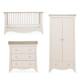 CuddleCo Clara 3 Piece Set Drawer Dresser Cot Bed   Wardrobe - Cashmere