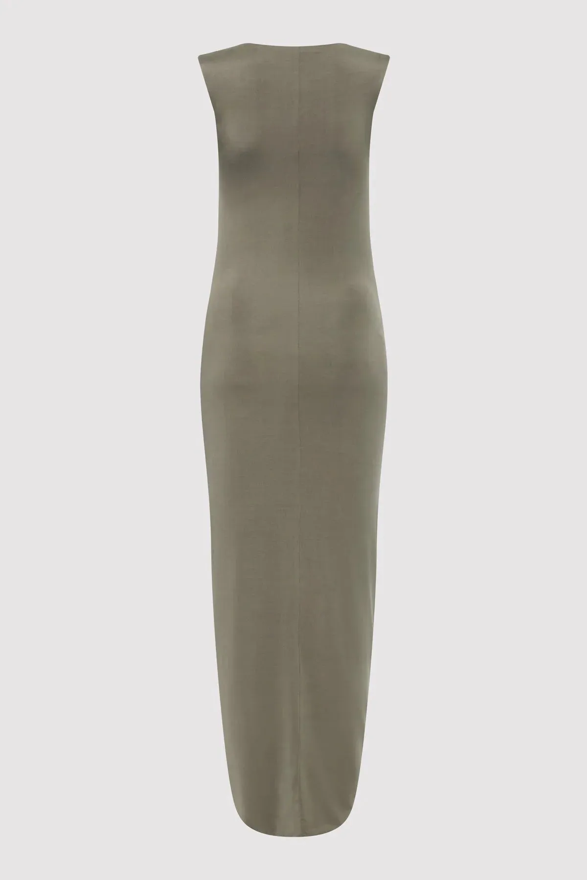 CUPRO JERSEY DRAPE DRESS SMOKEY OLIVE