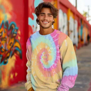 Dalix Smile Face Tie Dye Crewneck Sweatshirt