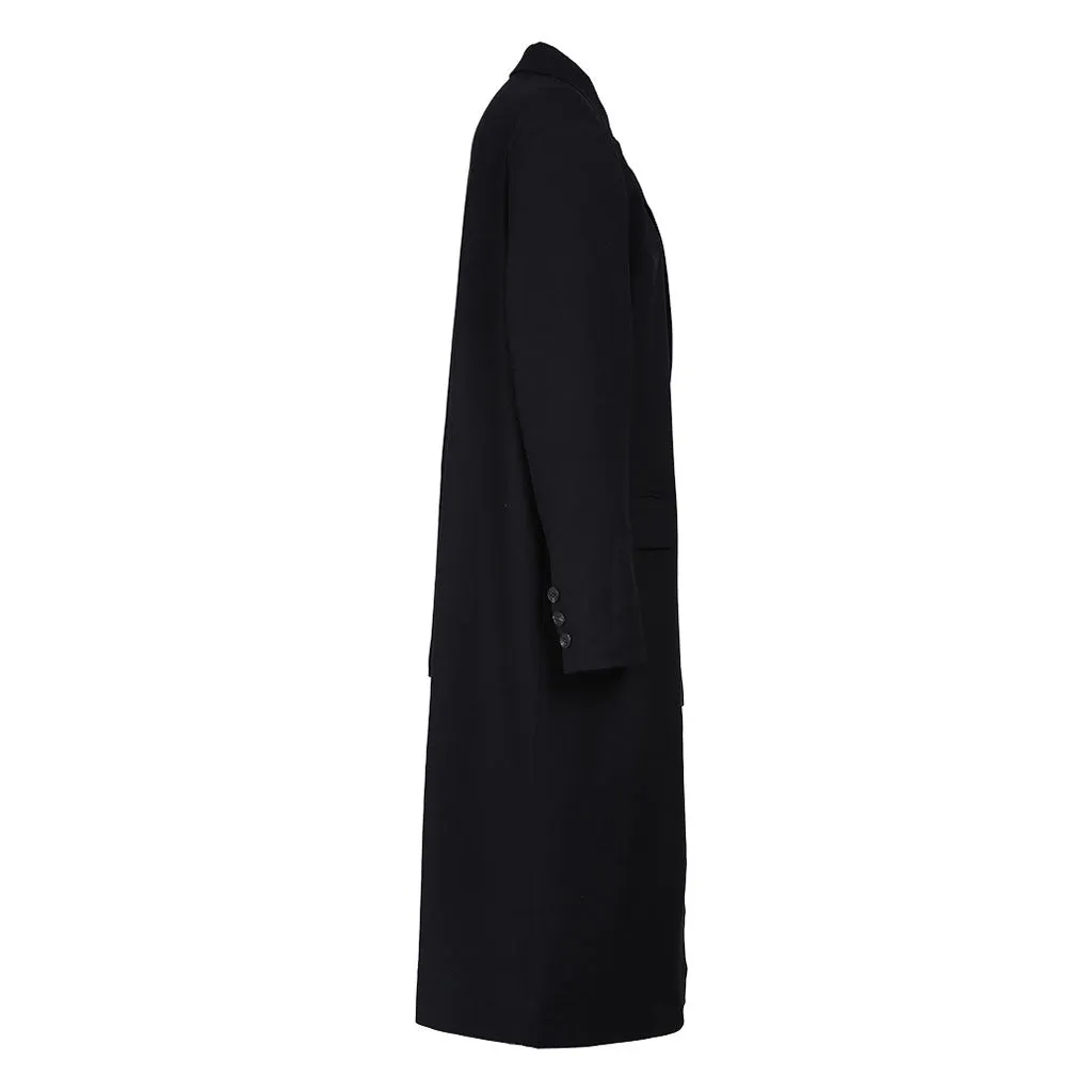 Deconstructed Notch Lapel Long Sleeve Flap Pocket Asymmetrical Hem Trench Coat