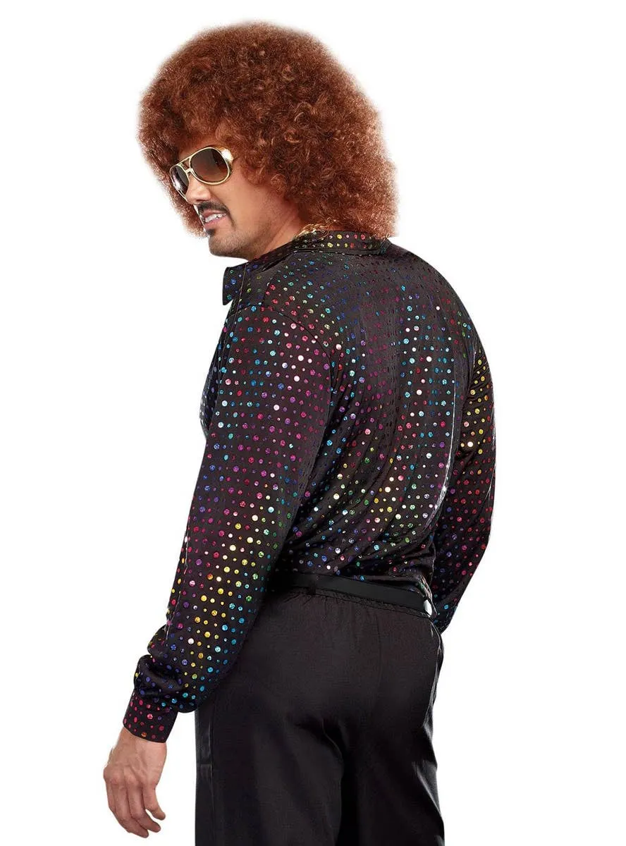 Disco Dude Mens Plus Size 1970s Fancy Dress Costume Shirt