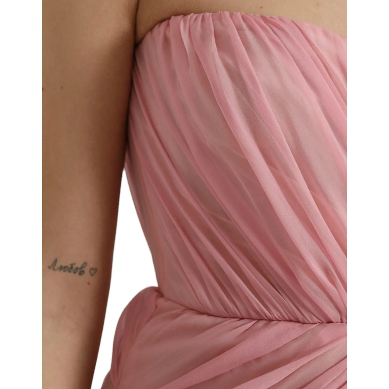 Dolce & Gabbana Pink Silk Strapless Maxi A-line Gown Dress