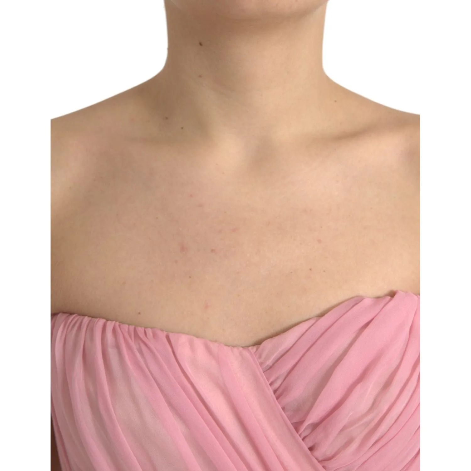 Dolce & Gabbana Pink Silk Strapless Maxi A-line Gown Dress