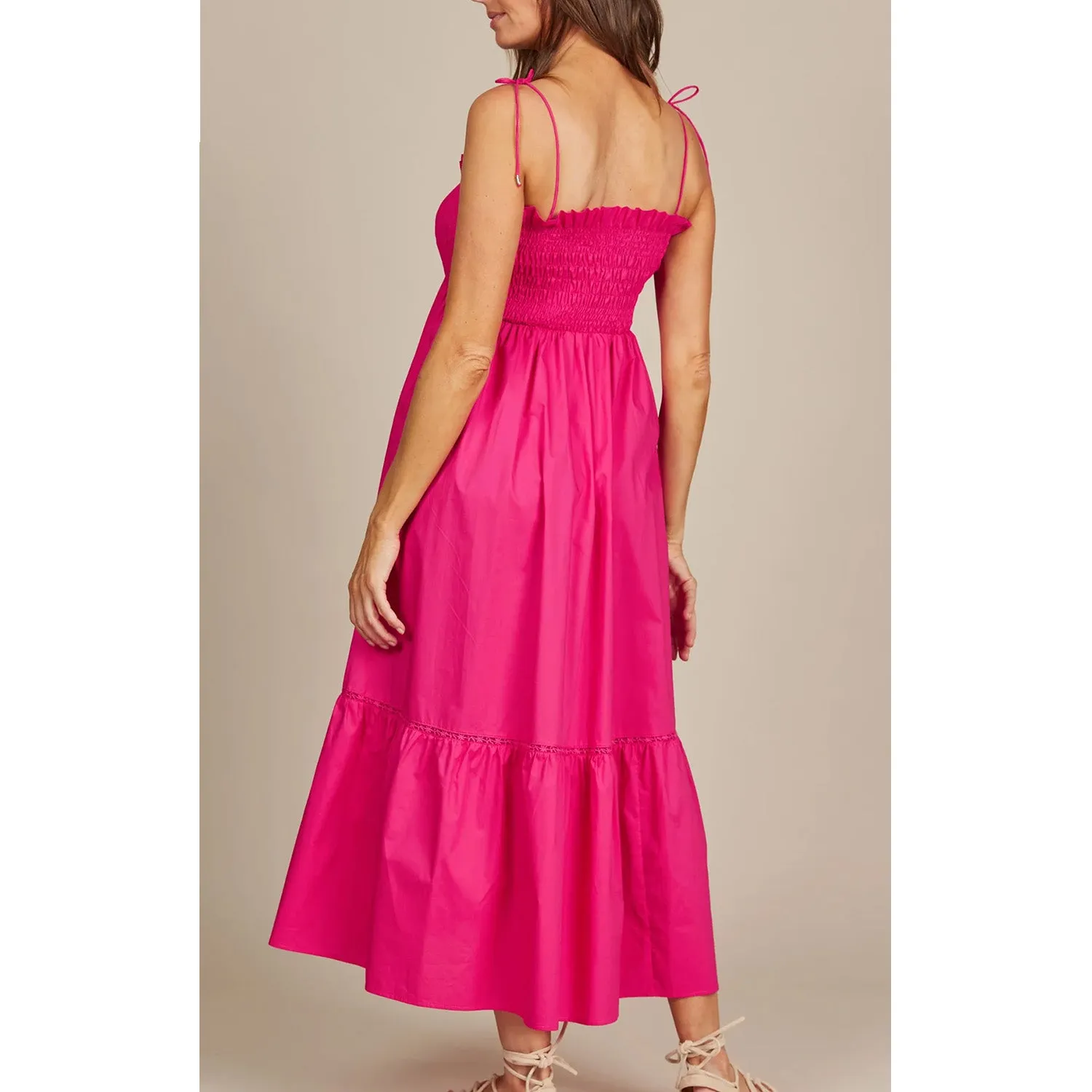 Dress Remi Shirred Maxi - Raspberry