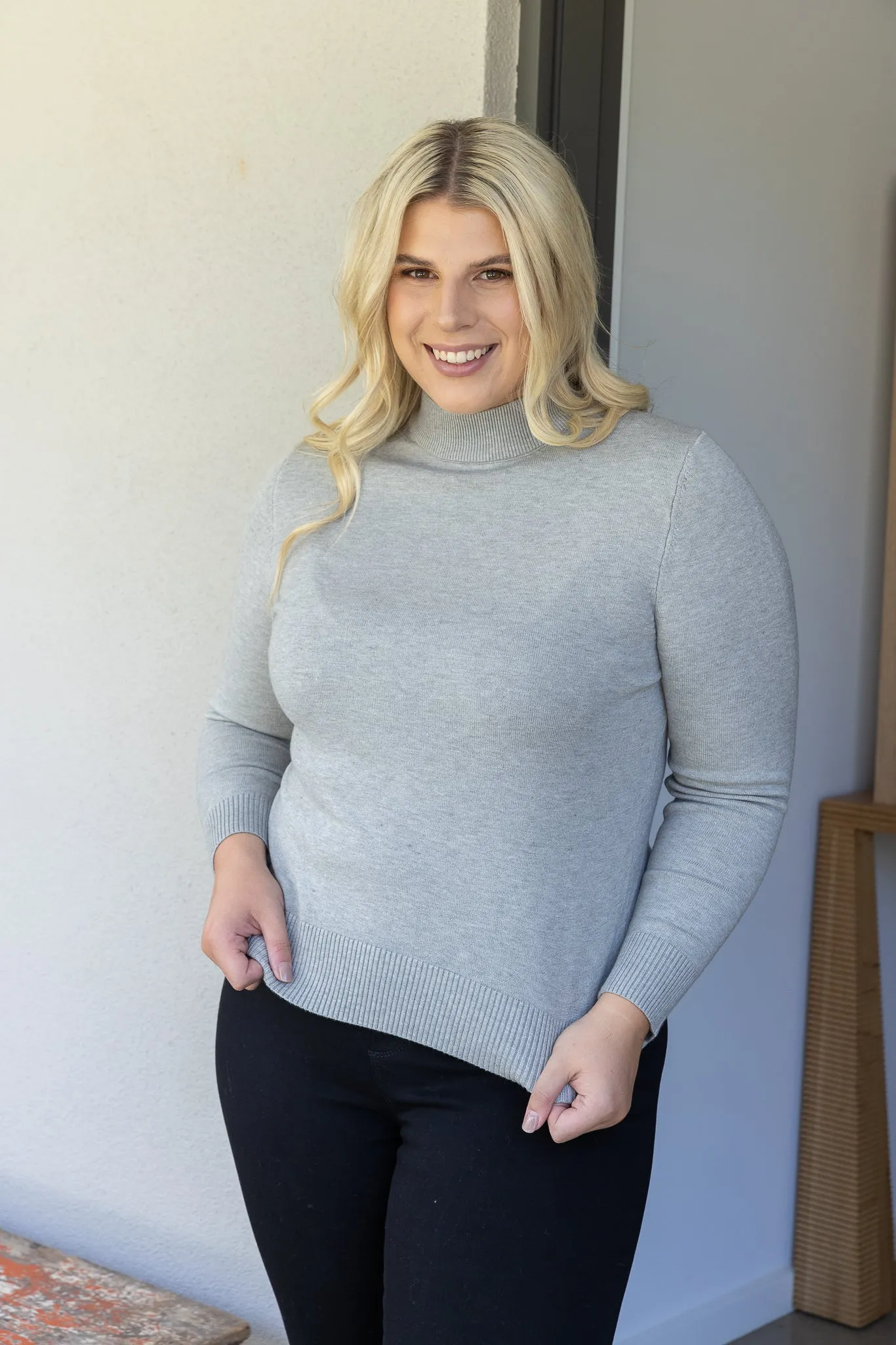 ELAINA KNIT TOP - Grey