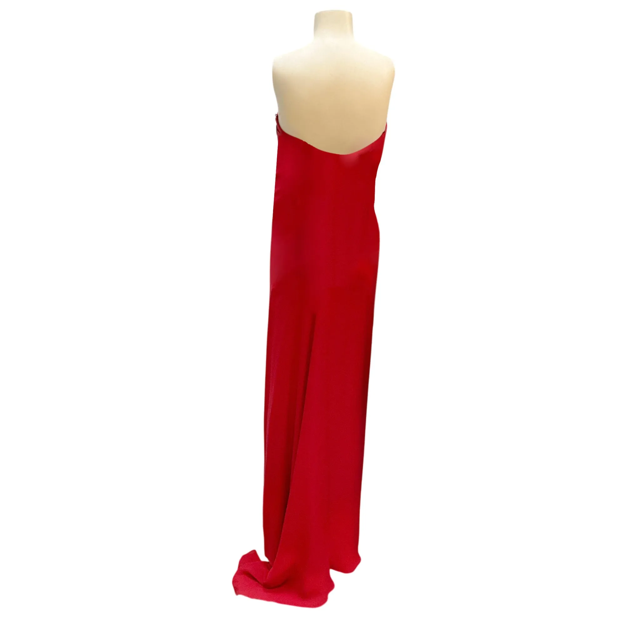 Elie Saab Red Strapless Silk Gown / Formal Dress