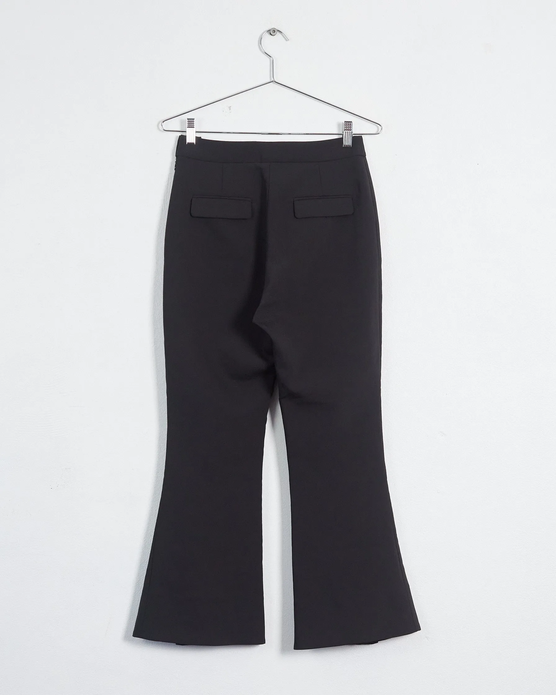 Ellery cropped flare pants with button hems, black, 8