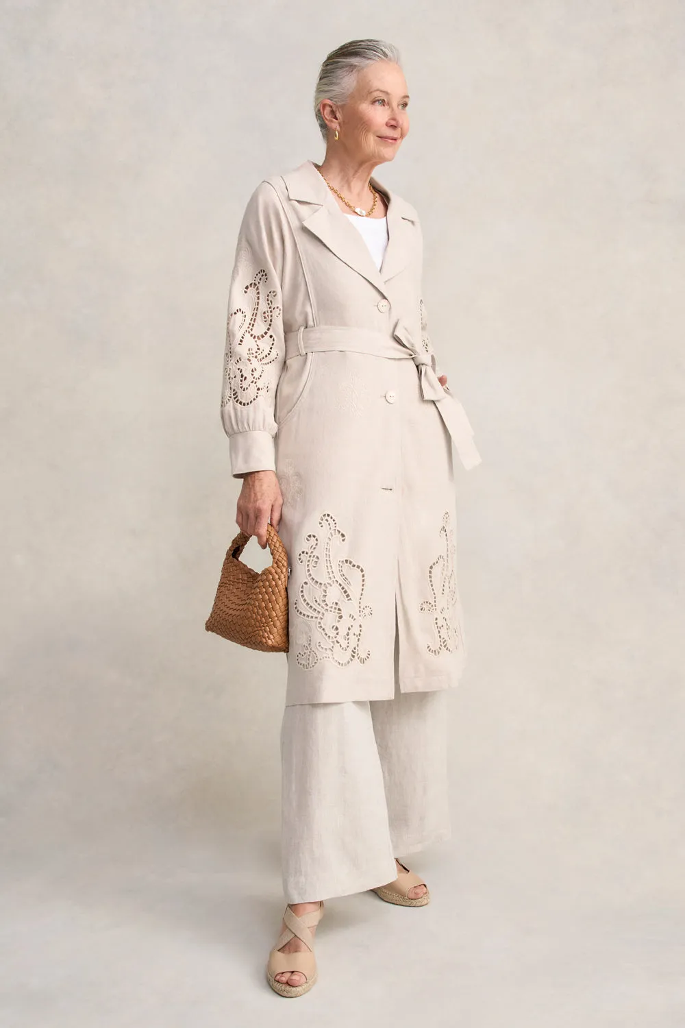 Embroidered Trench Coat