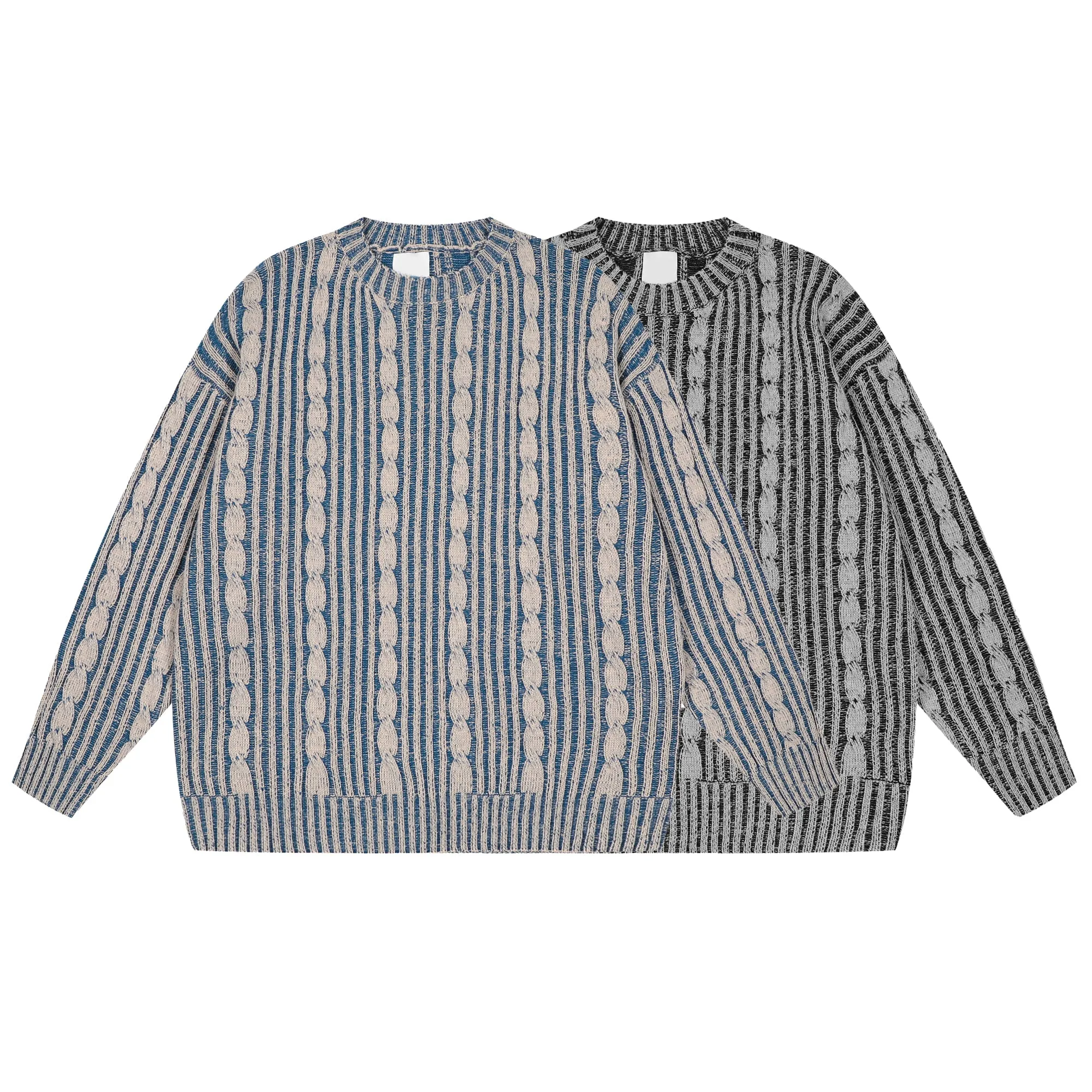 Faire Echo Overbearing Striped Textured Sweater