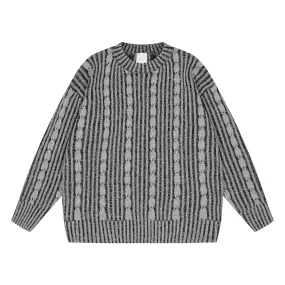 Faire Echo Overbearing Striped Textured Sweater