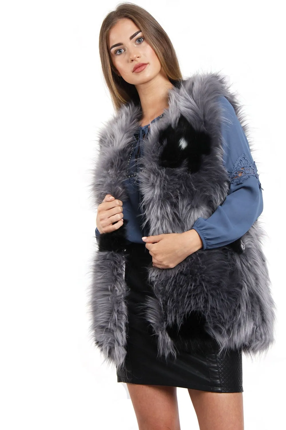 Flower Faux Fur Gilet