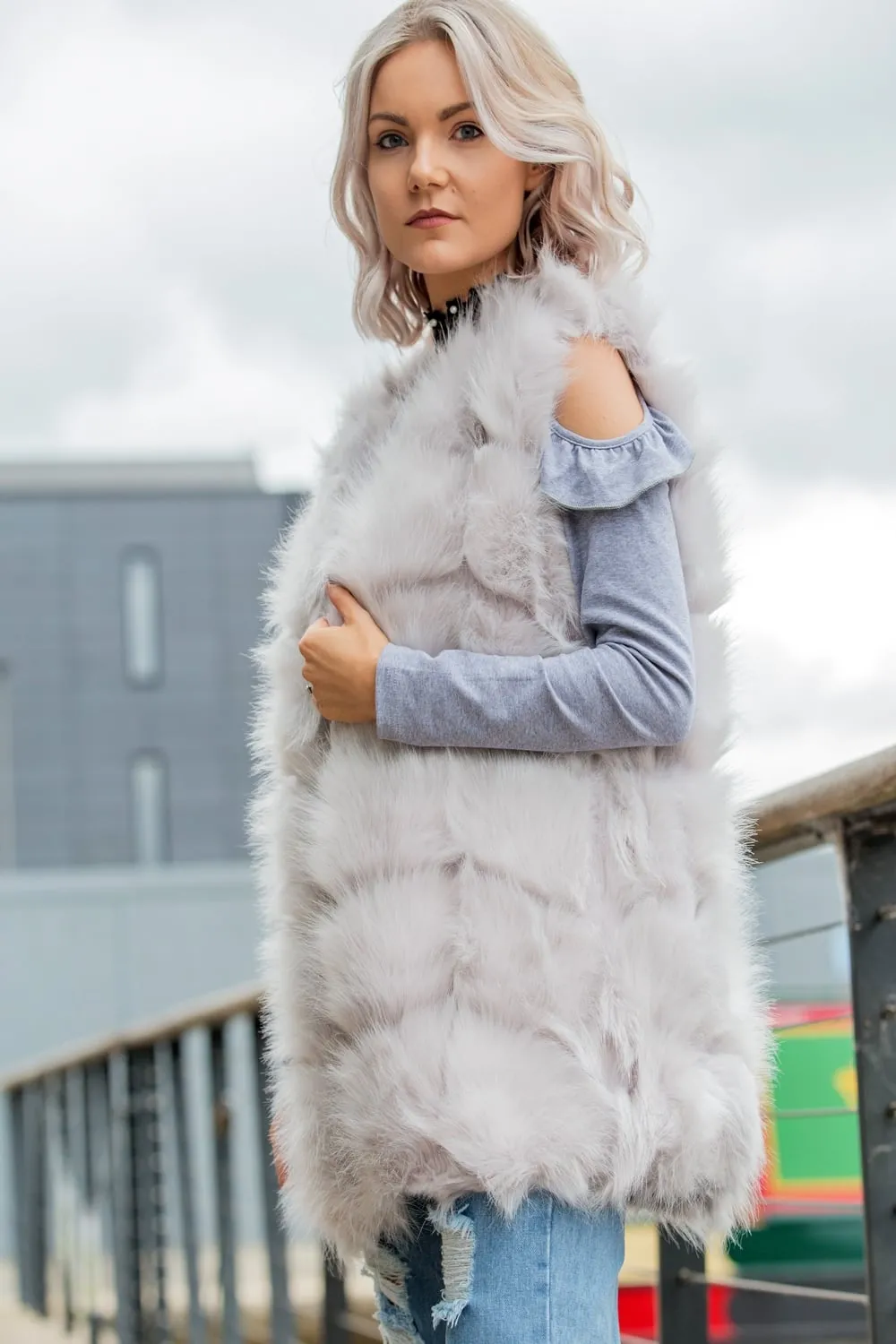 Fluffy Faux Fur Panel Gilet