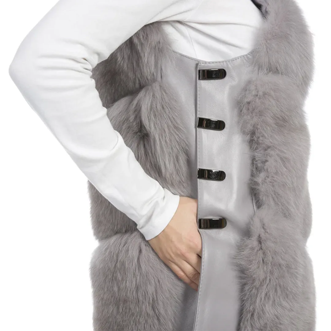 Fox Fur Gilet Light Grey by Jayley