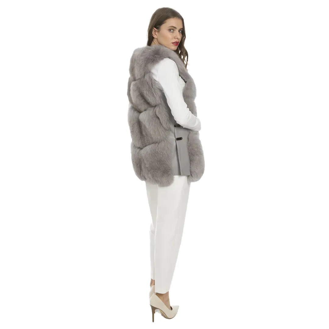 Fox Fur Gilet Light Grey by Jayley