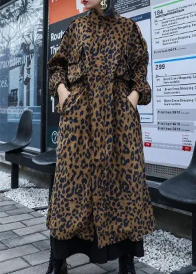 French Leopard Plus Size trench coat Gifts zippered fall coat