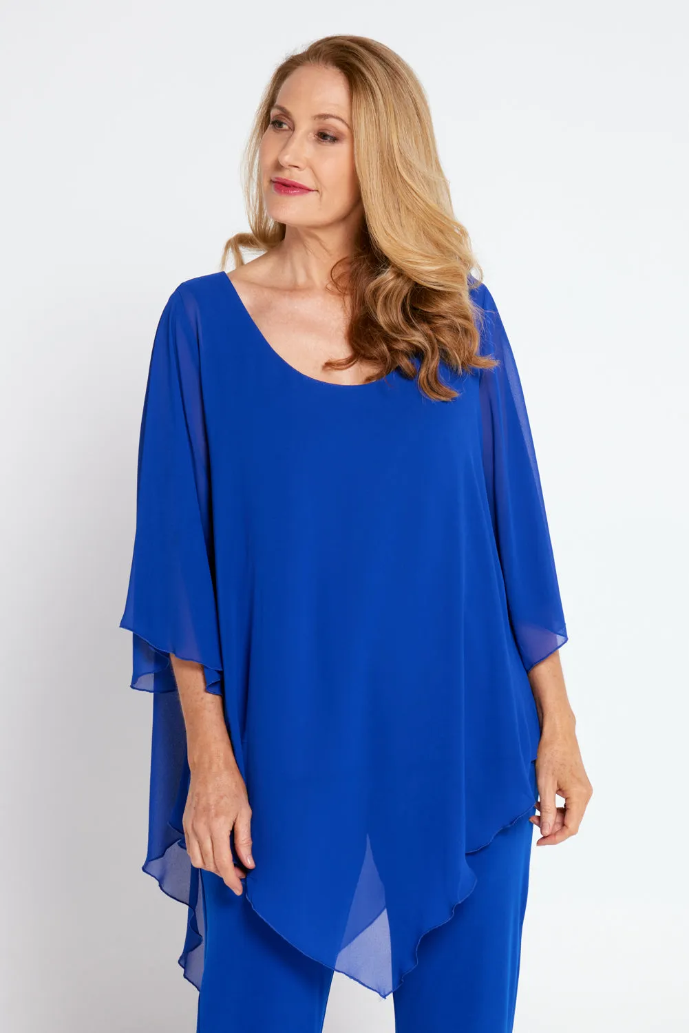 Genevieve Chiffon Top - Royal Blue