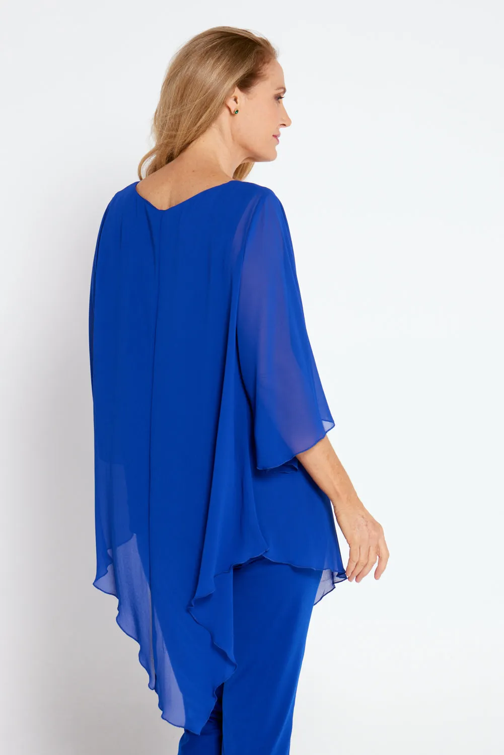 Genevieve Chiffon Top - Royal Blue