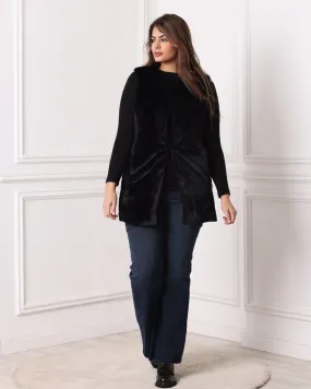 Gilet Fourrure Long Noir