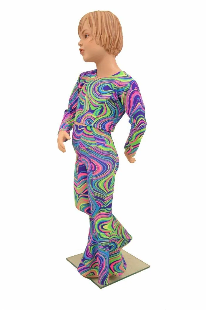 Girls Glow Worm Flares & Top Set