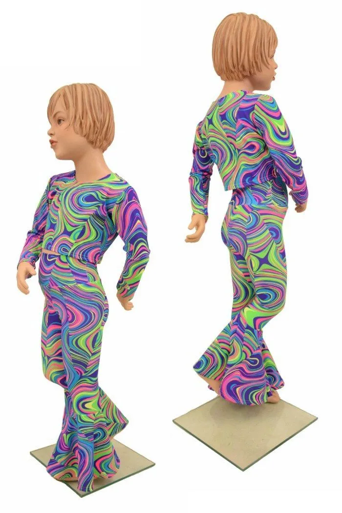 Girls Glow Worm Flares & Top Set