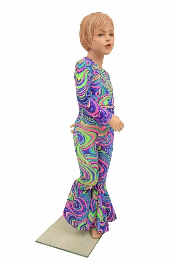 Girls Glow Worm Flares & Top Set