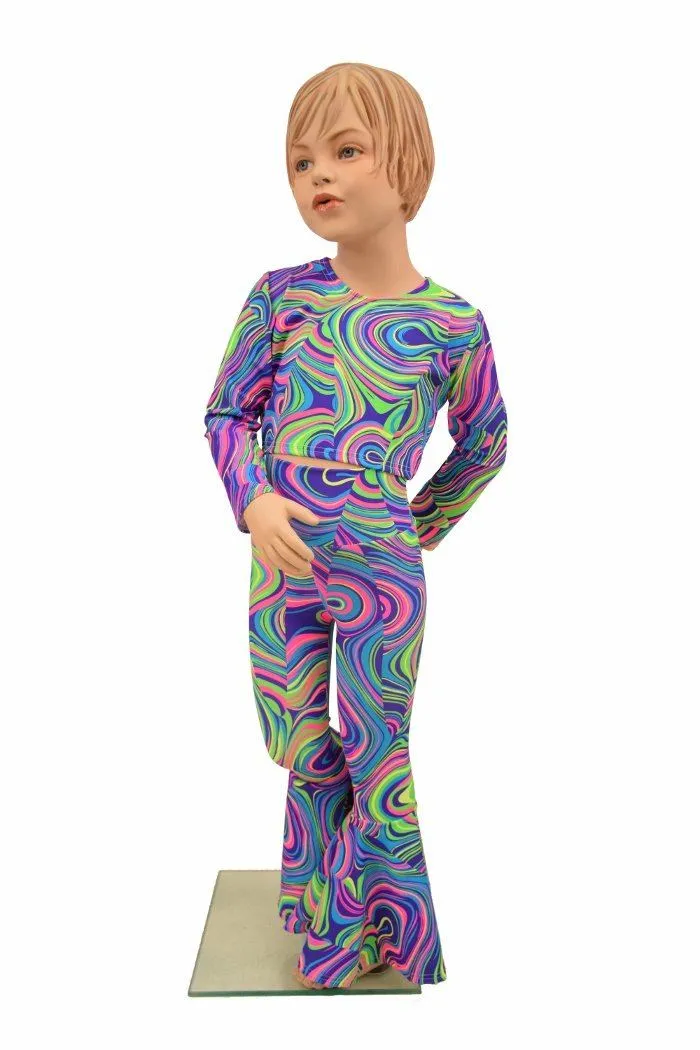 Girls Glow Worm Flares & Top Set