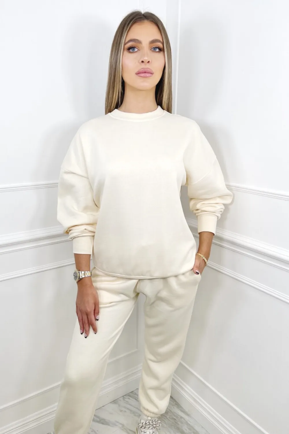 Glamify ecru sweater essential loungewear set