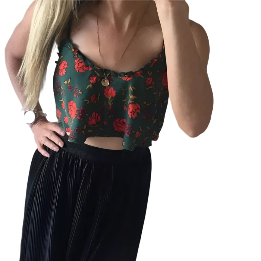 Glassons Size 8  Green Floral Boho Silky Crop Singlet Camisole Bohemian