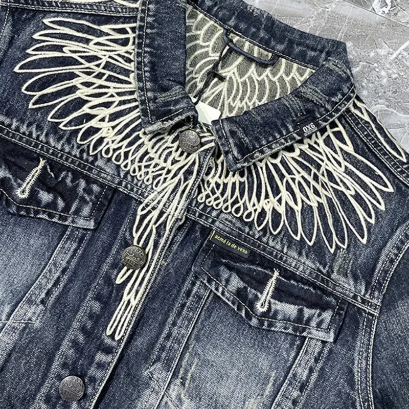 Gold Wings Embroidered Denim Jacket