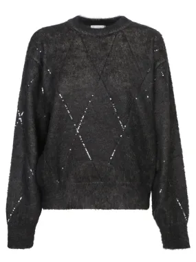 Grey Crop Sweater with Sequins