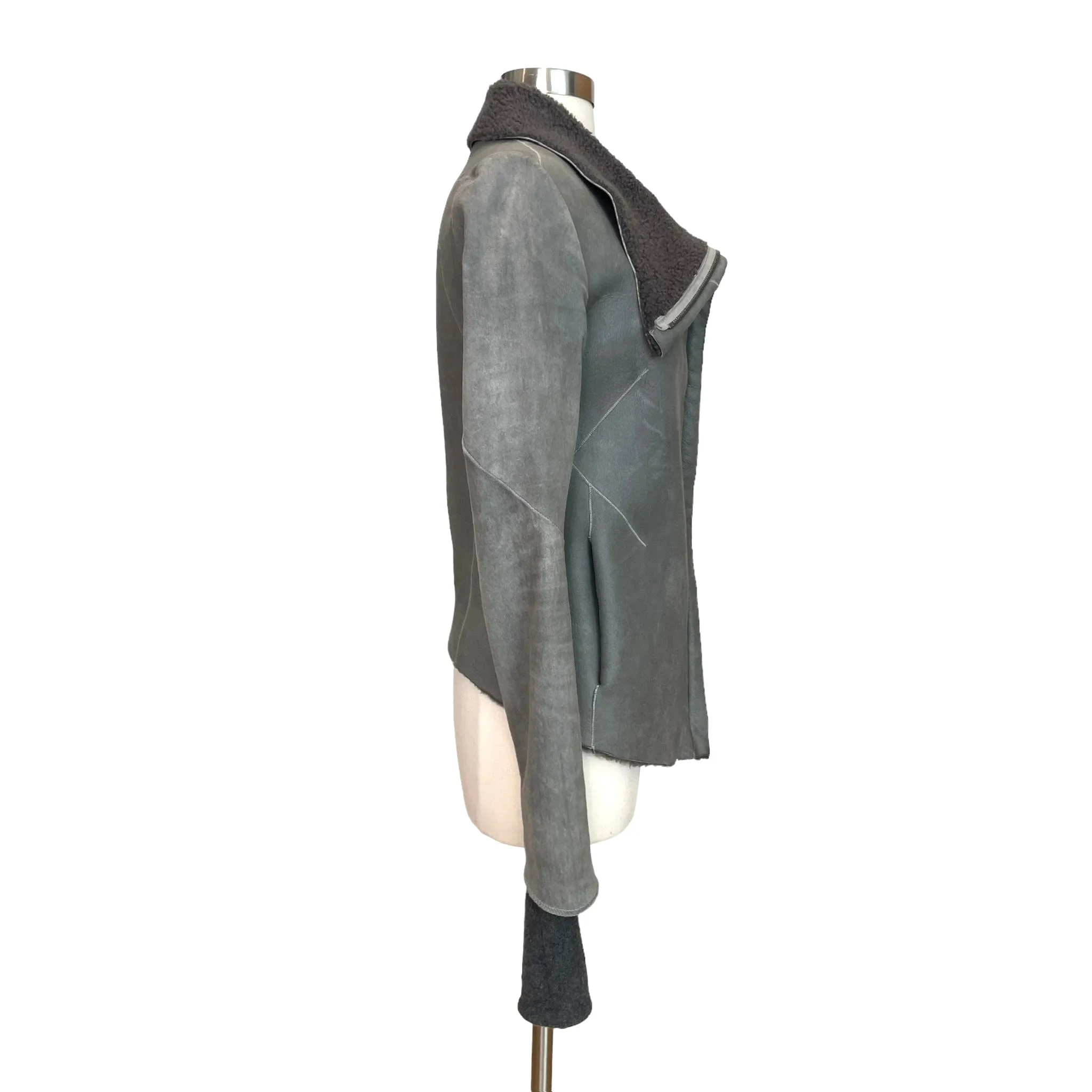 Grey Suede & Shearling Jacket - XS