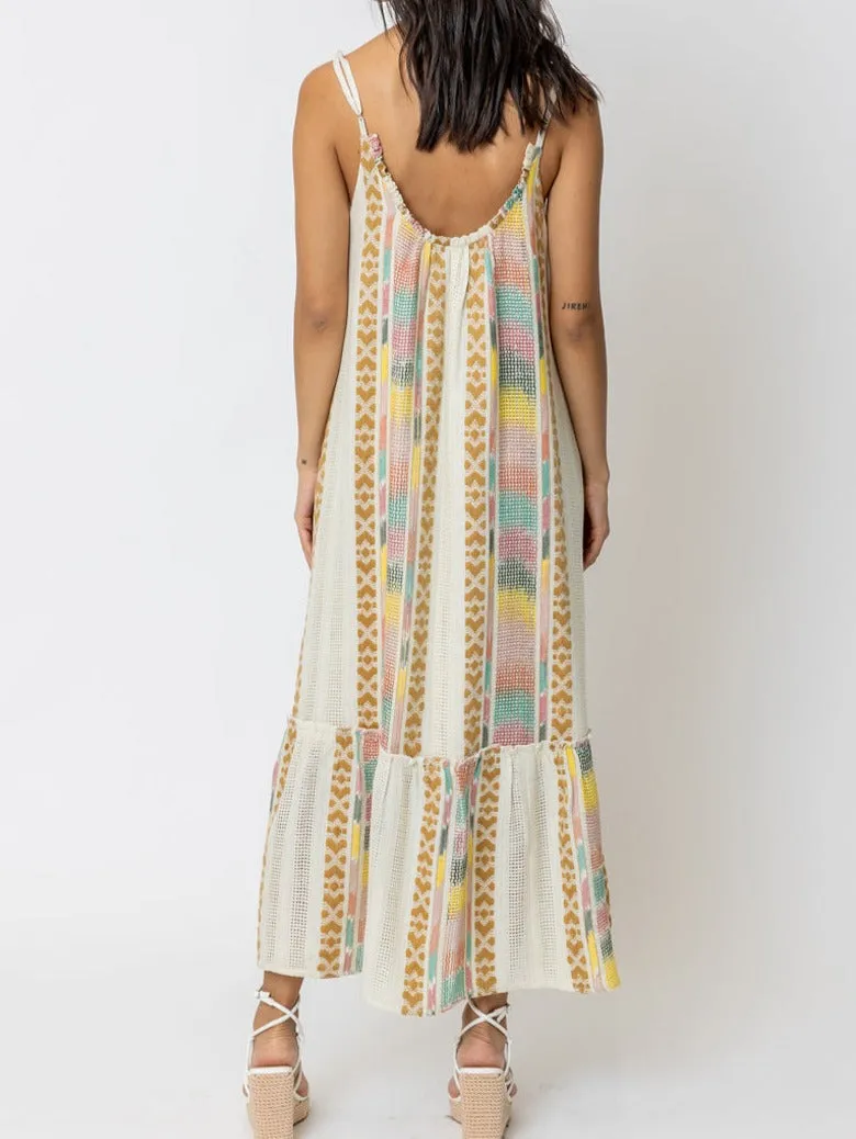 Harlow Boho Embroidered Dress in Multicolor