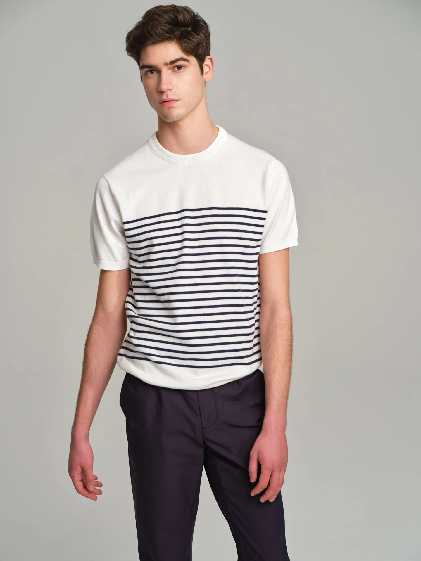 Havana Collection organic cotton short sleeve striped sweater