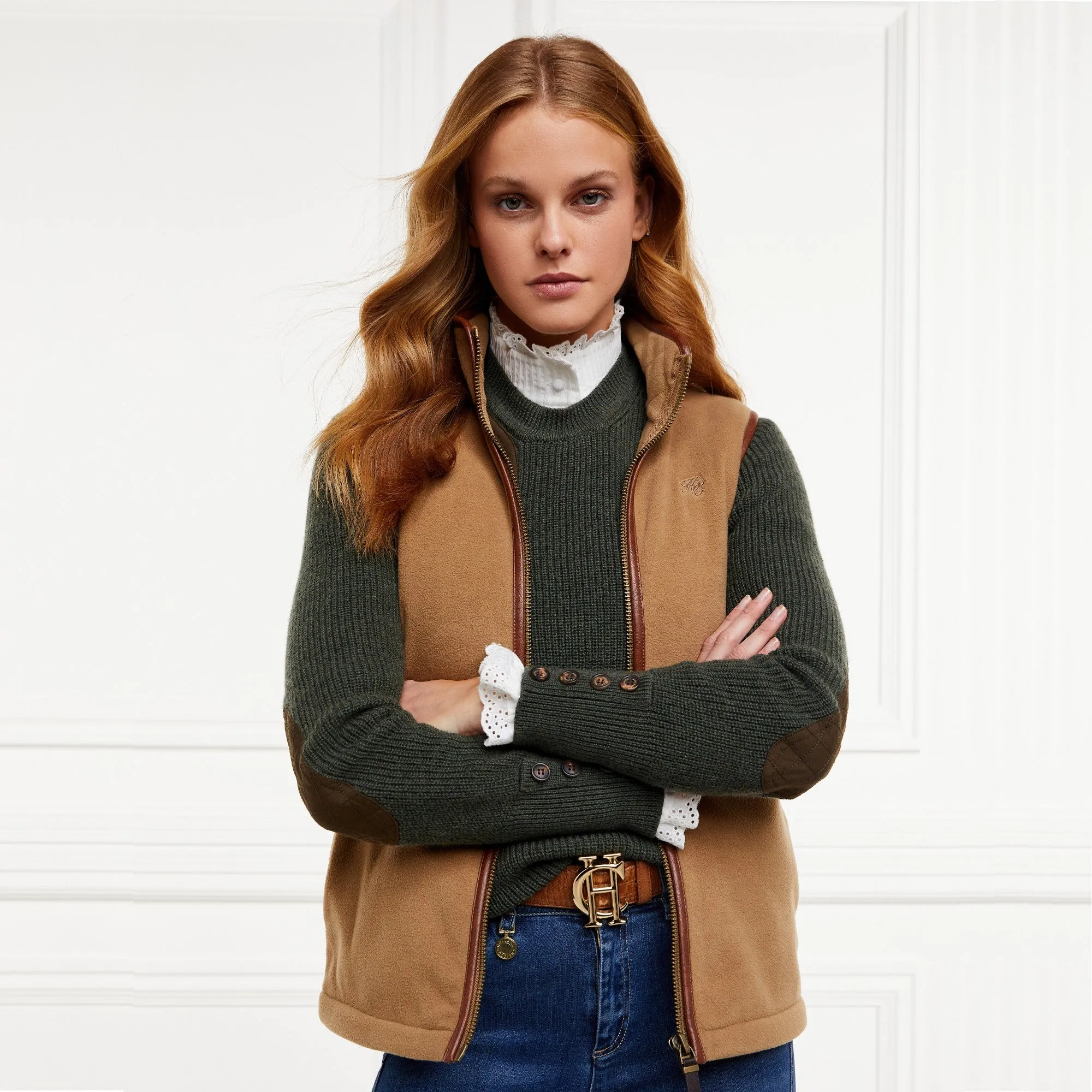 Holland Cooper Country Fleece Gilet - Coffee