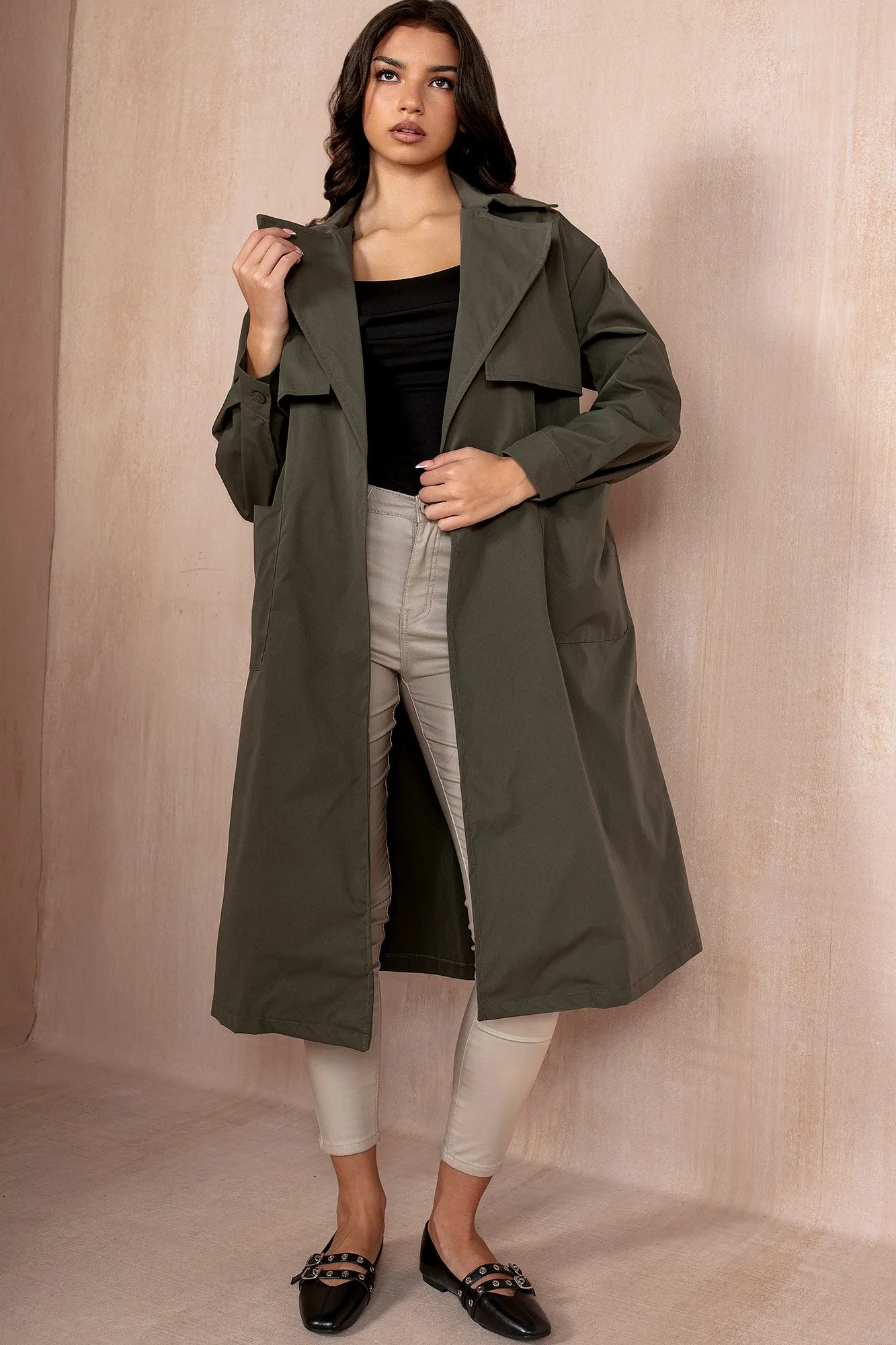 Holland Khaki Belted Trench Coat