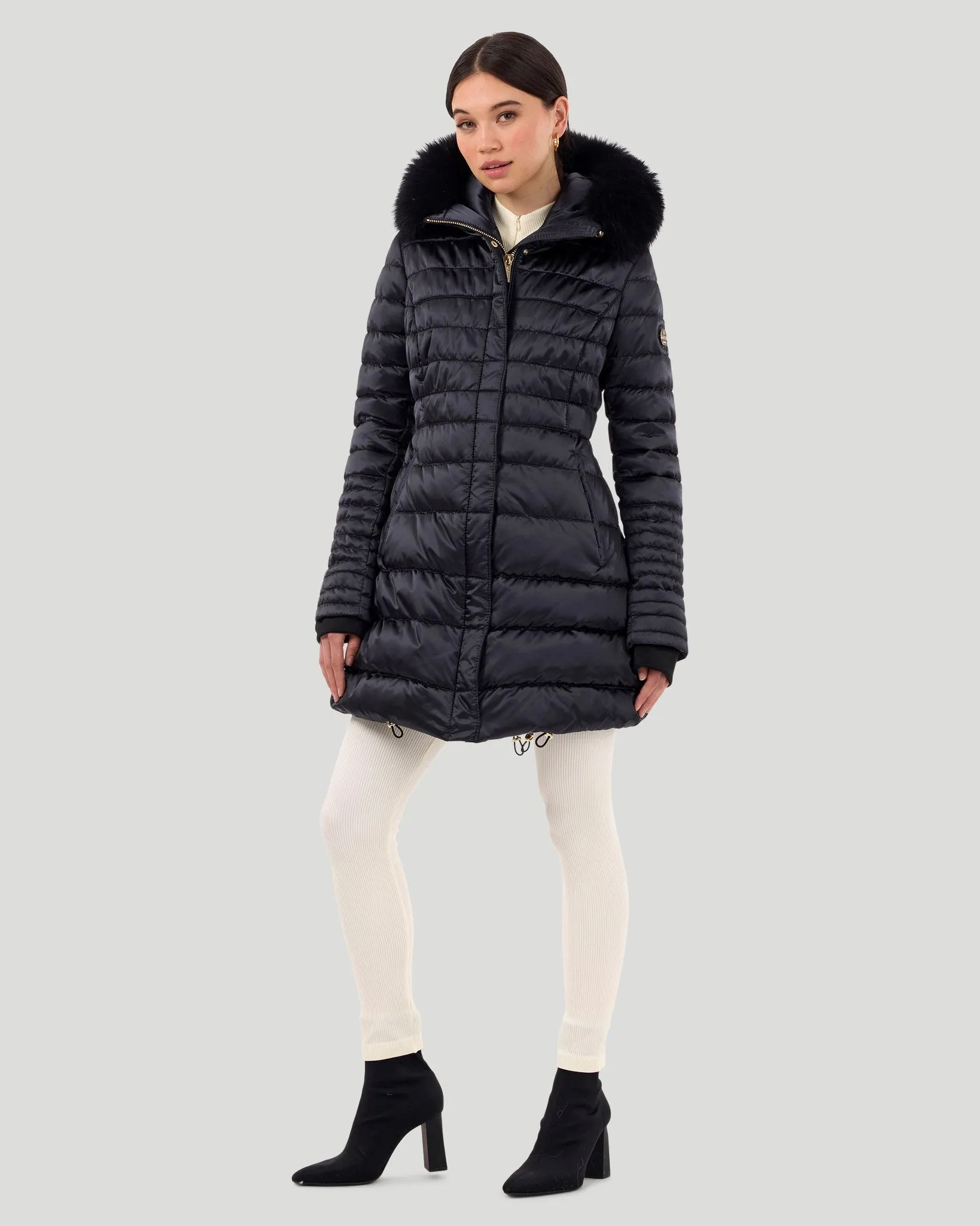 Horizontal Après-Ski Jacket with Detachable Toscana Shearling Lamb Hood Trim