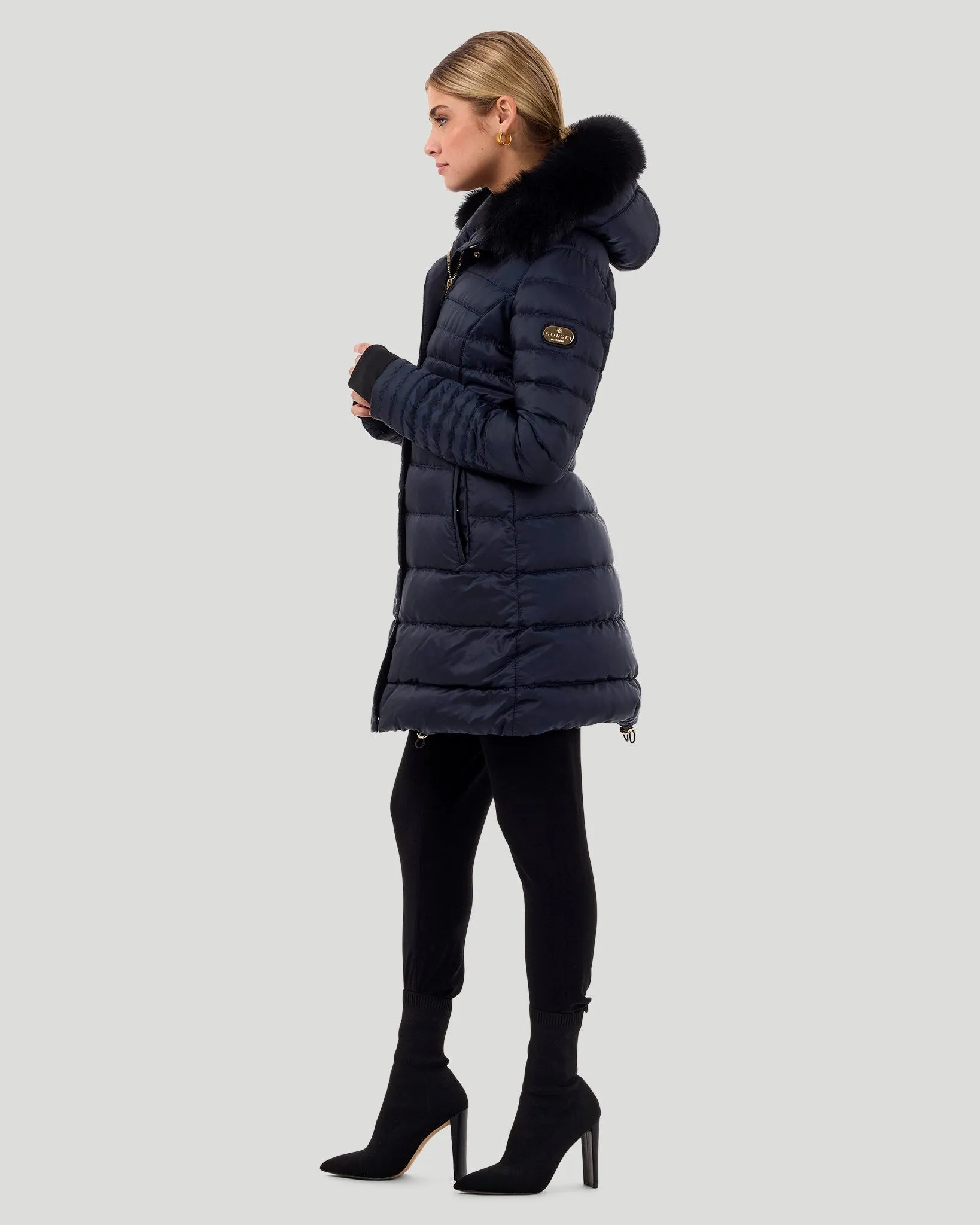 Horizontal Après-Ski Jacket with Detachable Toscana Shearling Lamb Hood Trim