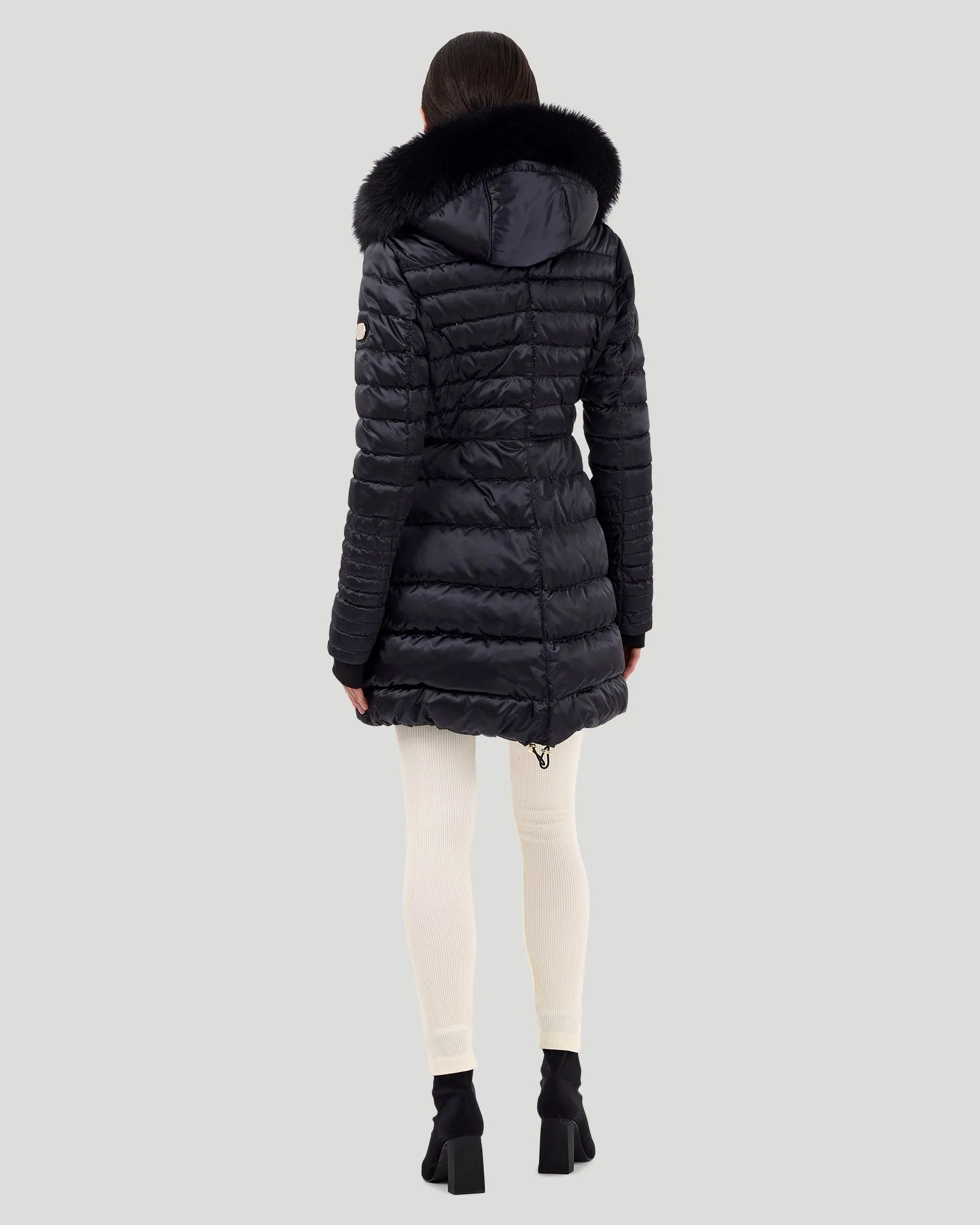 Horizontal Après-Ski Jacket with Detachable Toscana Shearling Lamb Hood Trim