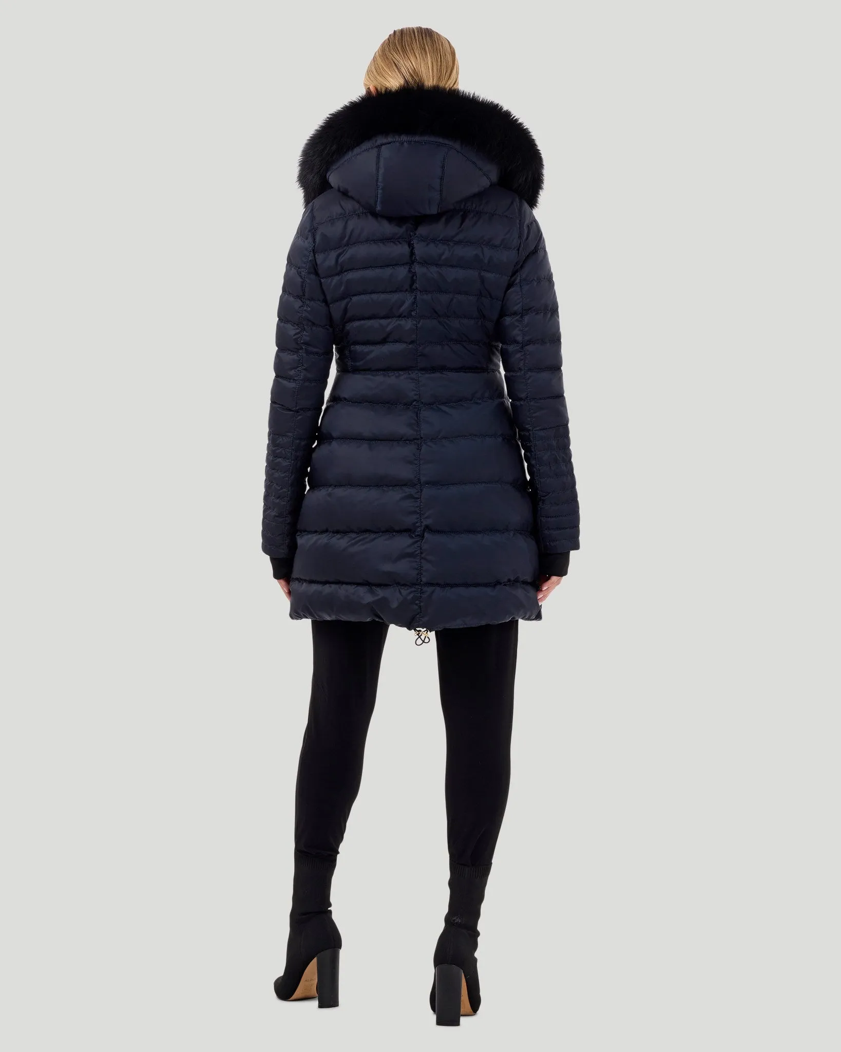 Horizontal Après-Ski Jacket with Detachable Toscana Shearling Lamb Hood Trim