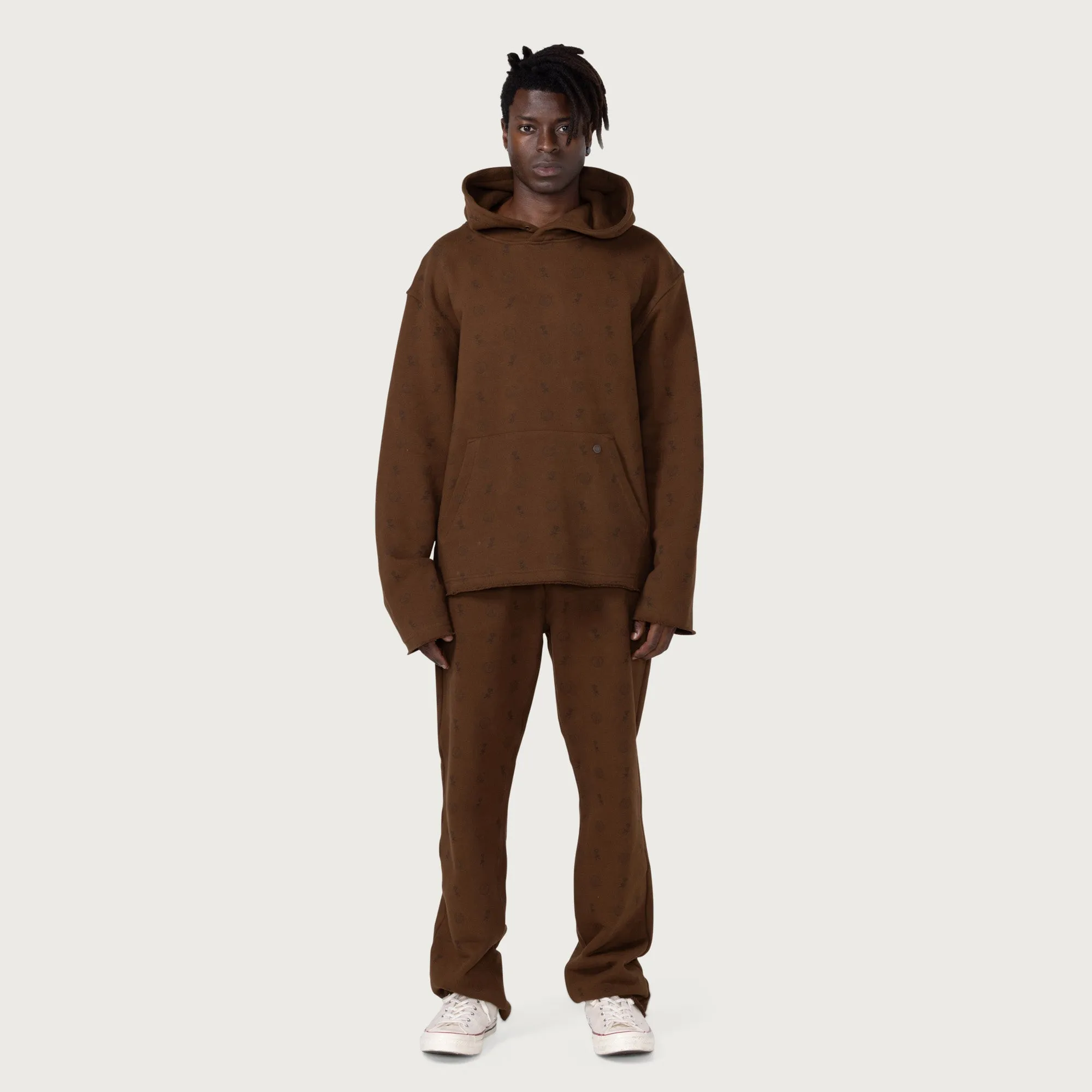 HTG® Raw Edge Hoodie - Brown