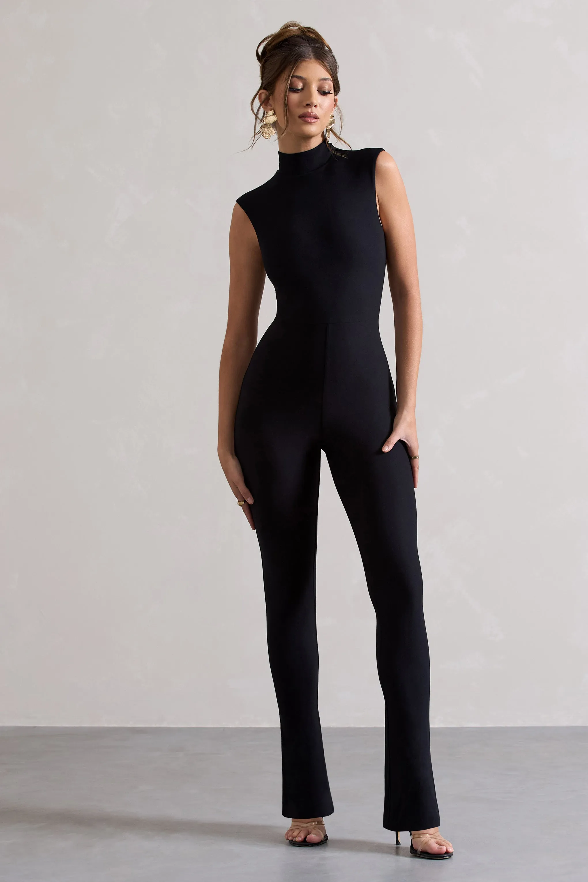 Issy | Black High-Neck Slim-Leg Jumpsuit